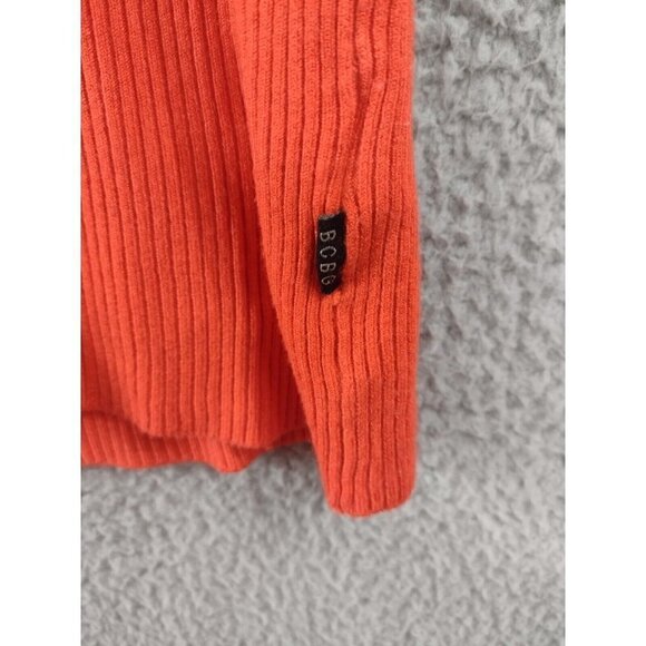 BCBGMaxazria Sweater Silk Blend Large Red Cropped Ribbed Long Sleeve - Picture 4 of 9